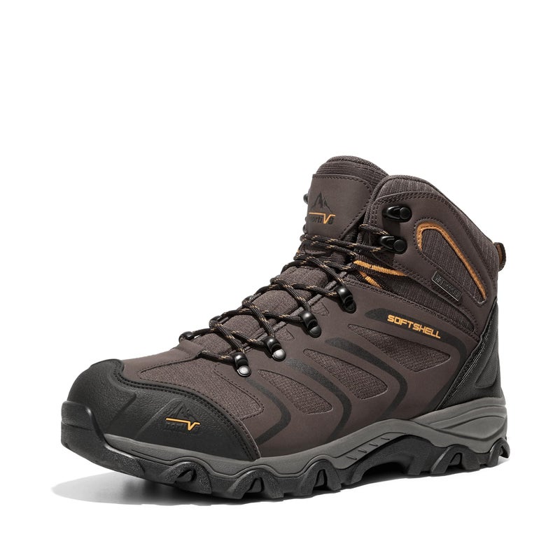 NORTIV 8 Men's Ankle High Waterproof Hiking Boots Outdoor Lightweight Shoes Trekking Trails Armadillo,Size 7,Brown/Black/Tan,160448_M - Image 1